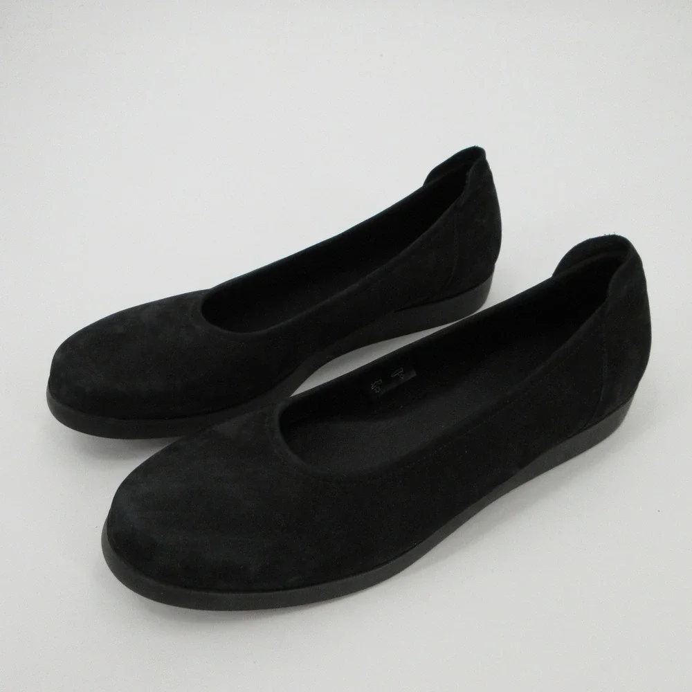 Arche Black Sz 11 Nubuck Leather Flats Round Toe Slip On Shoes Made in France
